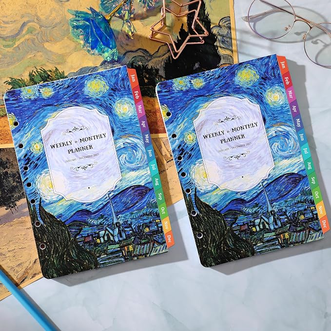 2027 Planner Refills - Jan. 2027 - Dec. 2027, 7 Holes, Planner Refills 2027, 5.5'' x 8.5'', A5 Weekly & Monthly Planner Inserts, Colorful Monthly Tabs