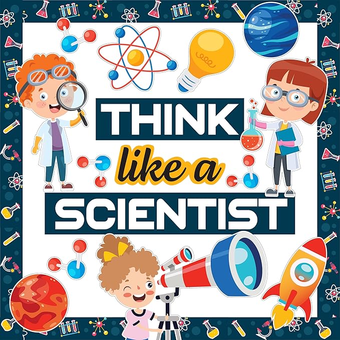 Decorably 48 Pcs Cutouts Science Bulletin Board Decorations Set with Borders - Education Learning Decor for Classroom Walls, Hallways, School, Homeschool
