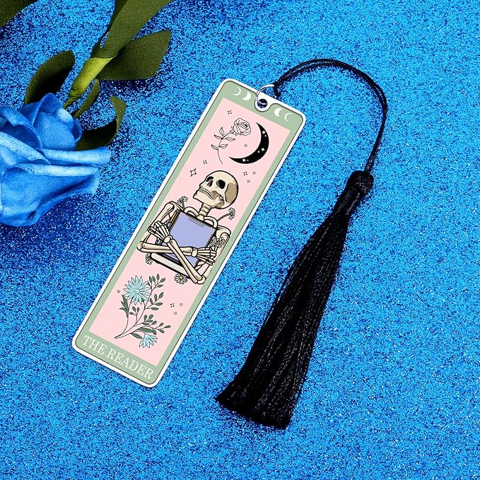 Boo Basket Stuffers for Women Him Funny Bookmarks for Women Kids Halloween Bookmarks Gifts for Adults Spooky Basket Stuffers for Women Funny Skeleton Tarot Bookmark Halloween Spooky Gifts for Women