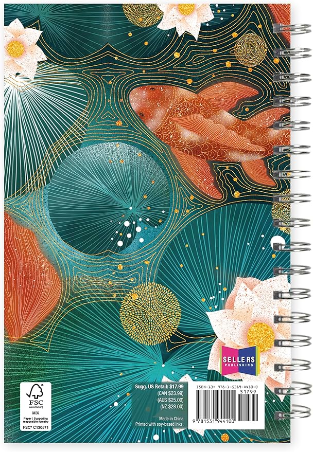 Golden Koi 2026 Weekly & Monthly Planner, 12-Month Engagement Calendar with Asian-Inspired Art and Tranquil Koi Fish Design, 2026, 6" × 9"