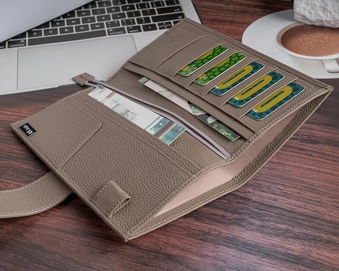 Genuine Leather Cover for Hobonichi Weeks/Weeks Mega with Pen Loop, Card Slots, Back Pocket, and Bookmarks, Multi-functional (Taupe)
