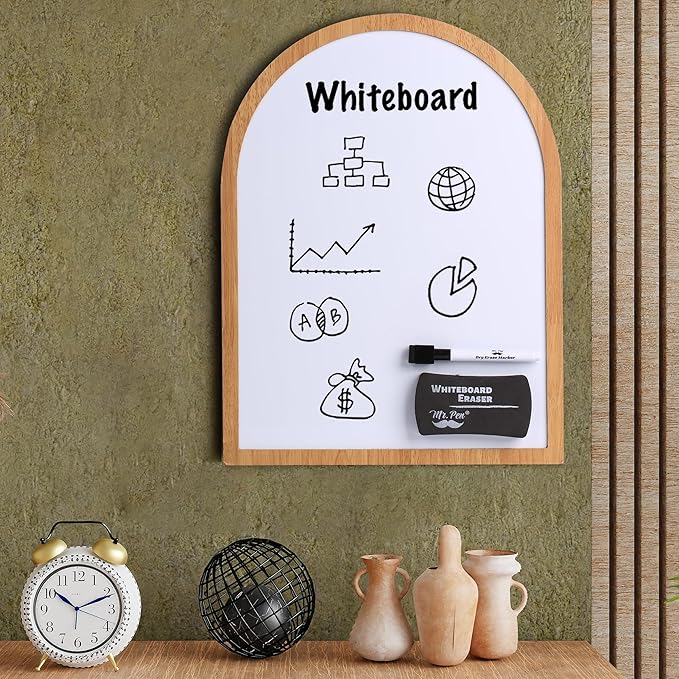 Mr. Pen Dry Erase Board, 16" x 12", Wooden Frame, Boho Design, Mini White Board for Kids & Students, Small Dry Erase Board (Pack of 2)