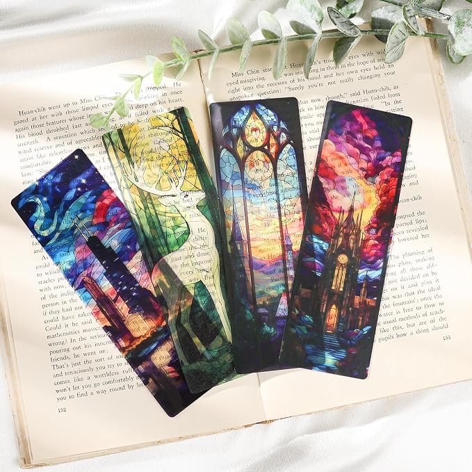 Fantasy Vintage Bookmark Gifts - 20 Pcs Personalized Art Stained Glass Bookmarks for Women Book Lovers Novel Fans Reading Accessories Bookish Merch Gift for Birthday Christmas New Year
