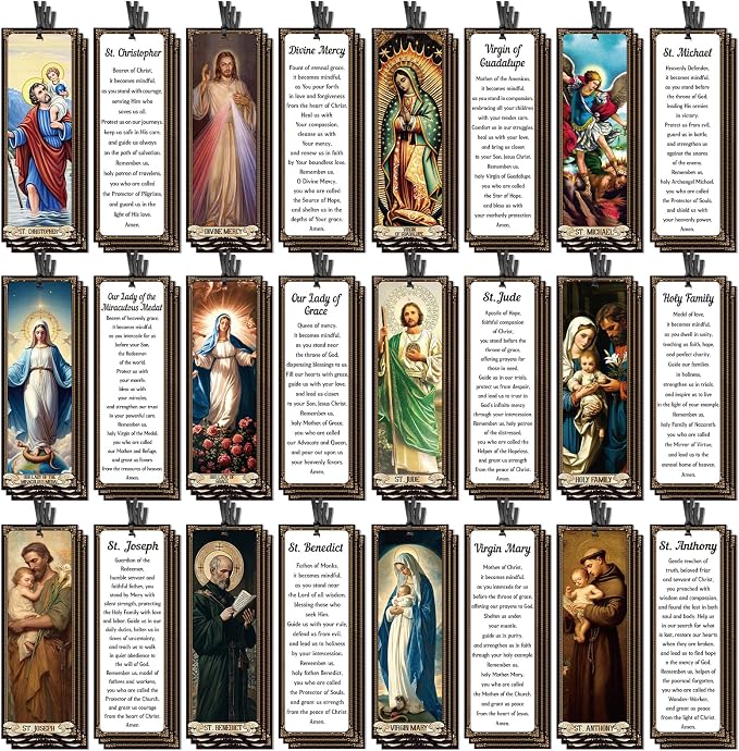 Wxiben Catholic Bookmarks Gifts Set - 120 Pcs Christian Religious Book Marks Bible Verse Bookmark Saints Jesus Book Markers Prayer Gifts for Women Men Office Bookish Church Supplies