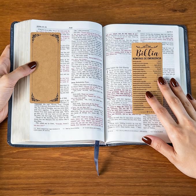 120 Pcs Kraft Paper Spanish Bible Emergency Numbers Bookmark Christian Bookmarks Bible Verse Bookmarks for Church Welcome Gifts Sunday School Prayer Reading Rewards 2.28 x 5.31inch