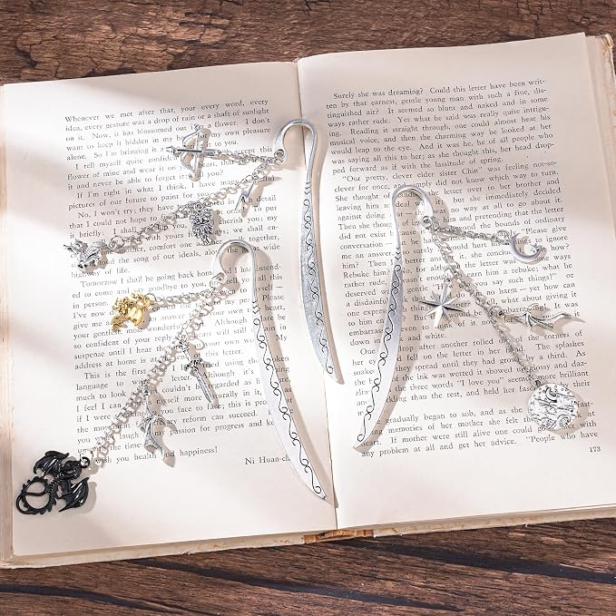 Fantasy Acotar Bookmark Gifts - Charm Metal Book Marks Reading Women Book Lover Merch Unique Aesthetic Page Markers Readers Novel Fans Bookish Birthday Students Teachers School Accessories
