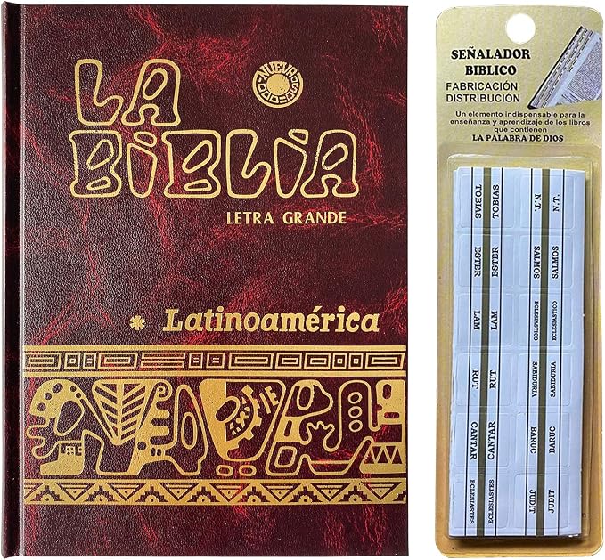 La Biblia Catolica Latinoamericana Letra Grande Edicion Cartone en Español con Señalador Biblico - The Latin American Catholic Bible Spanish Edition with Bookmarks (Red)