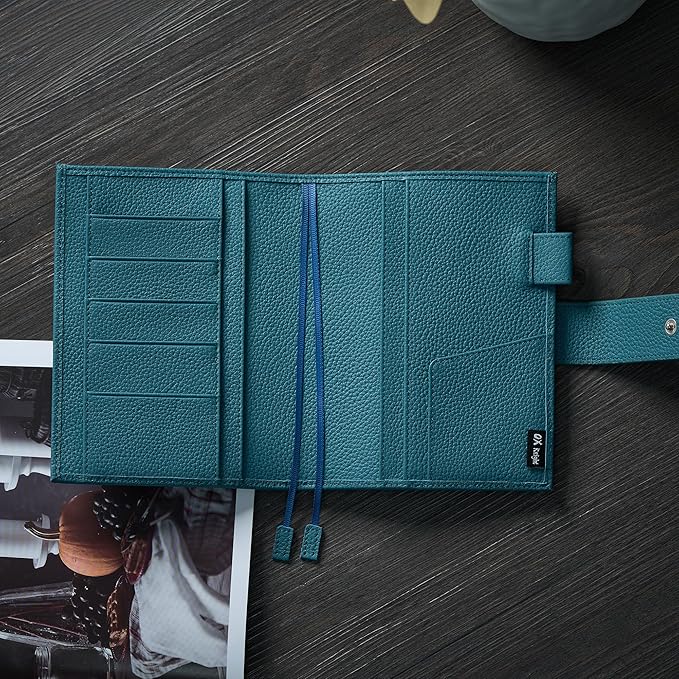 A6 Genuine Leather Techo Notebook Cover Compatible with Hobonichi Original Stalogy Midori MD with 5 Card Slots Pen Loop Bookmarks Back Pocket