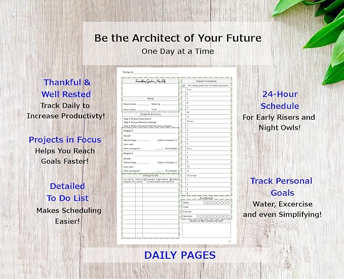 Guided Daily Planning to Improve Organization, Time Management & Success. Daily, Monthly & Weekly Goals, 6 x 9 inches, 6 Month UNDATED Planner (Teal Blue)