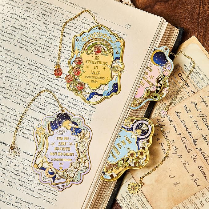 4PCS Bible Verse Bookmark, Christian Book Marks for Reading Women, Adults Teens Teacher