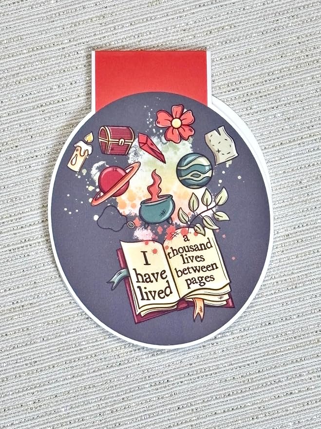 creates Magnetic Bookmark For Reading Journals Planners Scrapbooking Office Supplies Cute And Funny Bookmark For Bookworms Matte Laminate Double Sided Handmade (Thousand Lives)