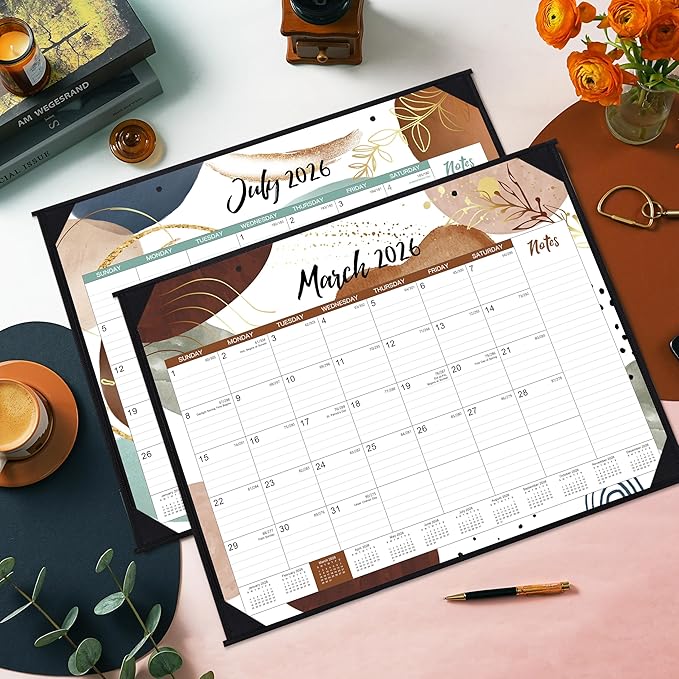 2026 Desk Calendar - Large 2026 Desk Calendar 22'' x 17'', Jan 2026 - Dec 2026, 12 Months Calendar 2026, Desk Pad, Large Ruled Blocks, Notes Section, Great Desk/Wall Calendar Organizer