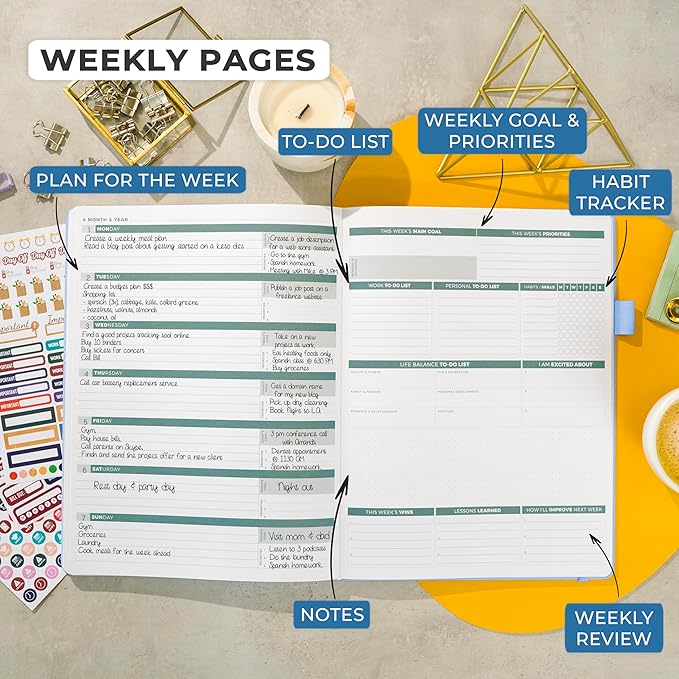 Clever Fox Planner PRO 2nd Edition – Undated Weekly Agenda Planner for Setting Goals, Tasks & Time Management – Life Organizer with To-do Lists & Habit Trackers – Large, 8.5x11″ (Periwinkle)
