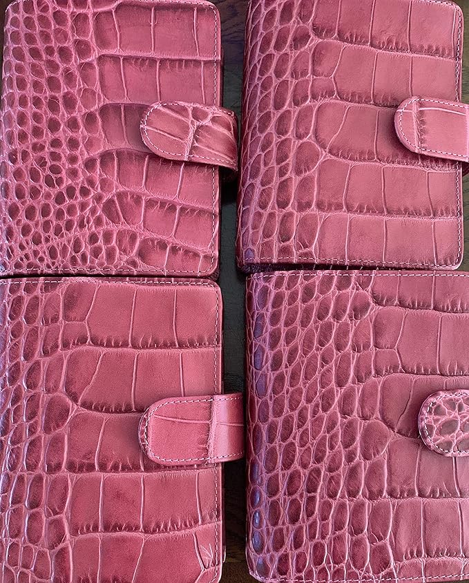 Filofax Classic Croc Print Leather Organizer Agenda Weekly Daily Planner Diary Calendar Bundle with DiLoro Pen (Fuchsia 2026, Pocket Paper Size 4.72" x 3.18")