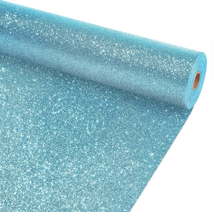 Glitter Bulletin Board Roll Light Blue Bulletin Board Paper Sparkle Blue Wrapping DIY Art Crafts Fade Resistant Wrinkle Resistant Poster for Classroom Office Home Backdrop Decoration 15.7" x 12 Ft