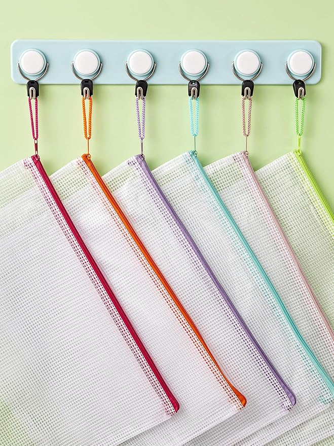 JARLINK 20 Pack 10 Colors Zipper Mesh Document Pouch, Letter Size/A4 Size, Plastic Water-Resistant File Bags, for School Office Supplies Cosmetics Travel Storage, Assorted Color
