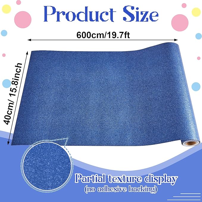 gisgfim 16" x20ft Glitter Bulletin Board Paper Roll Sparkle Color Bulletin Board Background Poster Paper Non Fading Gift Wrapping DIY Art Crafts for Office Classroom Decoration, Navy Blue