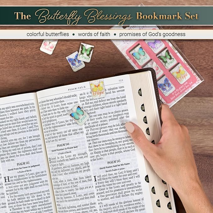 Christian Art Gifts Magnetic Scripture Bookmark Set for Women: Blessings - Inspirational Botanic Butterfly-Themed Mini Magnetic Bible Verse Pagemarker Set of 6 for Bibles and Books, Size 1" x 0.8"
