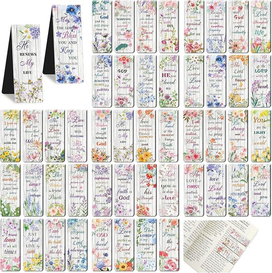 96Pack Magnetic Bookmarks Christian Bookmarks Bulk Bible Bookmark for Reading Women Men Teacher Book Lovers Gifts, Religious Magnet Bookmark Clips Cute Personalized Book Marks (Watercolor Flower)