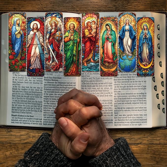 Catholic Virgin Mary Bookmarks, 48 Pcs Religious Saints Prayer Book Marks for Reading Women, Bulk Paper Page Marker Set with Jesus Saints Faith, Christian Gifts for Men Women Teens Church Supplies
