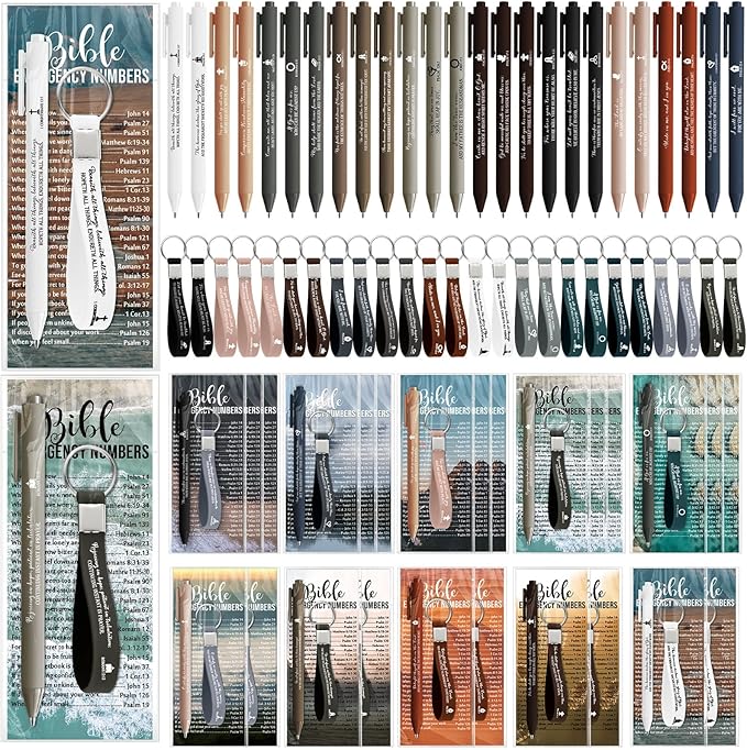 150 Pcs/50 Set Fathers Day Christian Gifts Bulk Bible Verse Pens, Scripture Keychains & Bookmarks, Graduation 2026, Appreciation, Church Party Favors Gifts for Men Women, Pastor, Teacher (English)