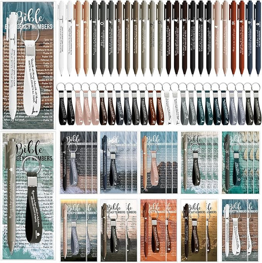 150 Pcs/50 Set Fathers Day Christian Gifts Bulk Bible Verse Pens, Scripture Keychains & Bookmarks, Graduation 2026, Appreciation, Church Party Favors Gifts for Men Women, Pastor, Teacher (English)