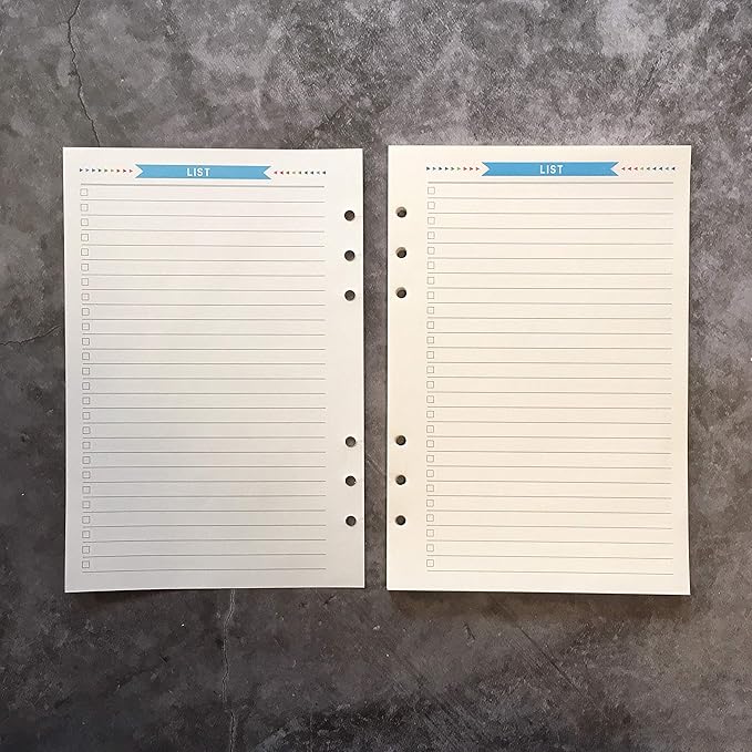 Zelten Refills/Loose Leaves for A5 Cover Ring Binder/Personal Organizer/Planner(A5 6 Holes, To Do List Blue)