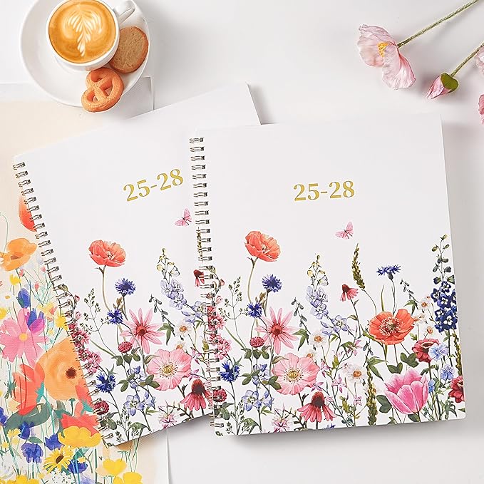 Planrage 2025-2028 Monthly Planner, JUL 2025 - JUN 2028, 9" x 11", 3-Year Academic Planner with Tabs + Back Pocket - Flowers