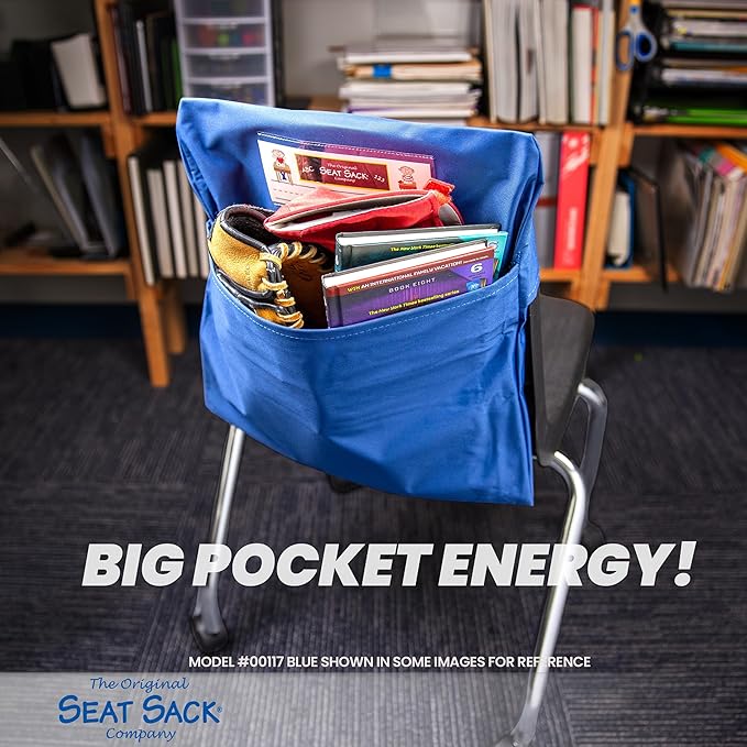 Seat Sack Double-Pocket Chair Storage - 17 Inches Classroom Pack of 25 - The double pocket is the perfect addition to classrooms, study areas, and home learning spaces.