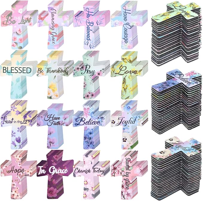 Outus 144 Pieces Magnetic Bookmarks Cross Christian Magnetic Page Markers Religious Bible Verses Bookmarks for Mother's Day Women Student School Reading Gifts Church Bible Study Group (Floral Style)
