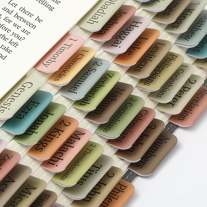 Mr. Pen- Bible Tabs, 75 Tabs, Boho Style, Laminated Bible Tabs for Women and Men, Bible Tabs for Study Bible, Large Print Bible Index Tabs, Bible Book Tabs, Bible Labels Tabs, Mr. Pen Bible Tabs