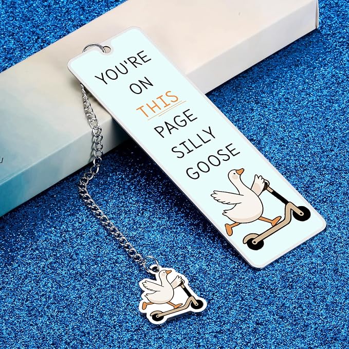 Silly Goose Bookmarks Funny Bookmark Gifts for Women Kids Valentines Day Gifts for School Book Accessories for Reading Lovers Novelty Cute Bookmarks Cool Gift for Reader Valentines Graduation Bookmark