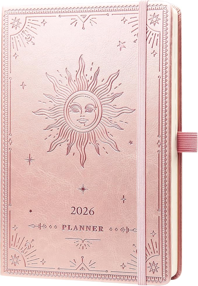 Planner 2026-2026 Planner, Jan 2026 - Dec 2026, 5.75" x 8.25", 2026 Weekly and Monthly Planner, Faux Leather planners 26 with Back Pocket & 40 Notes Pages - Rose Gold