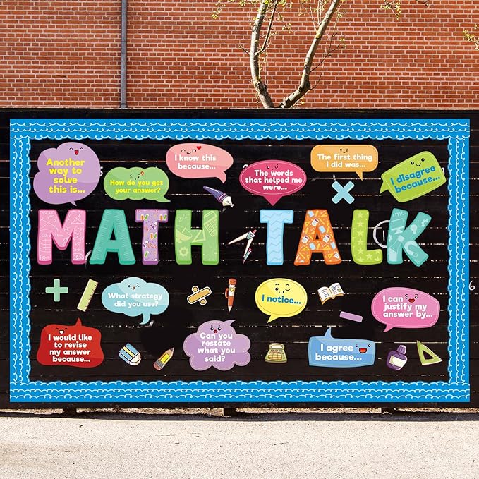 Fancy Land Math Talk Bulletin Board Set for Classroom Decorations Educational Math Interactive Discourse Cutouts for Elementary Middle School Chalkboard Home Office Wall Door Decor 50Pcs