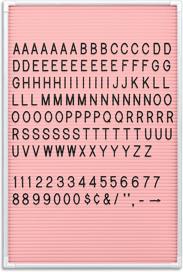 MooreCo Essential Letter Board, White Frame Pink Face, 18" x 12"W (84254)
