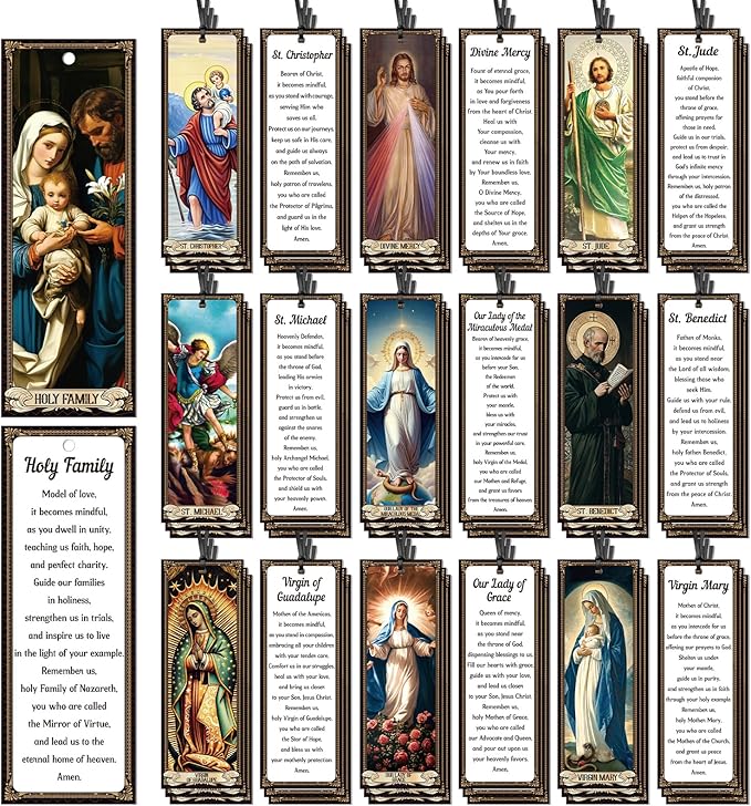 Wxiben Catholic Bookmarks for Women Men - 50 Pcs Christian Bible Bookmarks Religious Saints Prayer Book Marks Jesus Virgin Mary Book Markers Gift for Women Men Students Teacher Sunday School