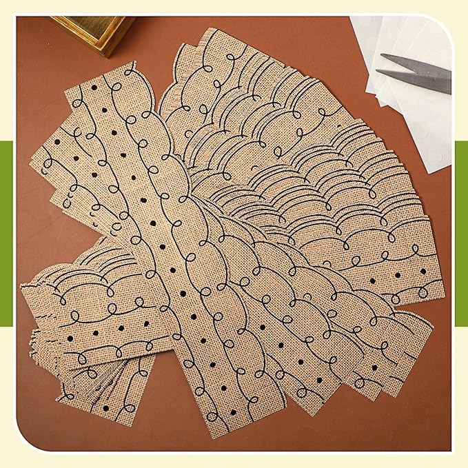Leinuosen 50.5 ft Bulletin Board Border 44 Pcs Squiggles and Dots Die Cut Border Trims with 20 Sheet Glue Point Dots Bulletin Back to School Decoration for Classroom School Office(Burlap)