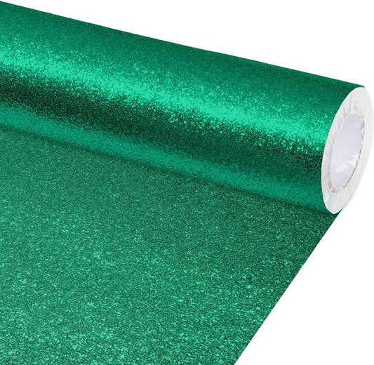 gisgfim 16" x20ft Glitter Bulletin Board Paper Roll Sparkle Color Bulletin Board Background Poster Paper Non Fading Gift Wrapping DIY Art Crafts for Office Classroom Decoration, Eucalyptus Green