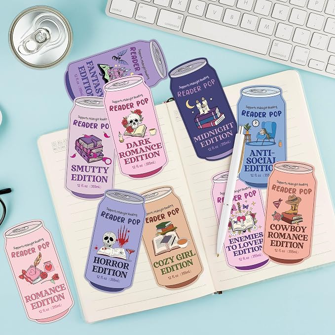 Laffact Drinks Soda Ticket Book Club Bookmarks - 100Pcs Reader Pop Dark Romance Reading Tracker, Funny Designed Book Accessory Bookish Page Marker Reading Gifts for Book Lover Women Men School Library