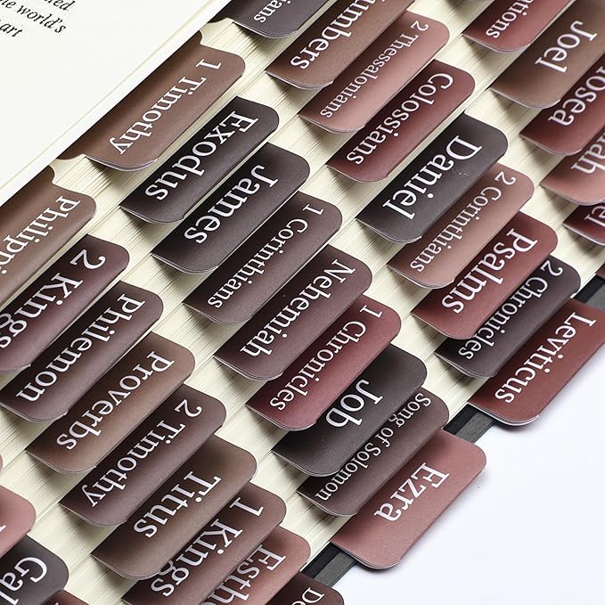 Mr. Pen- Bible Tabs, 75 Tabs, Brown, Laminated Bible Tabs for Women and Men, Bible Tabs for Study Bible, Large Print Bible Index Tabs, Bible Book Tabs, Bible Labels Tabs, Mr. Pen Bible Tabs