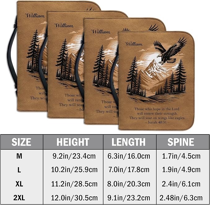 Personalized Man of God Bible Cover for Men, Christian PU Leather Bible Case with Handle Zipper, God Says I Am Warrior Scripture Bible Holder, Religious Gift for Men (Eagle and Bible Verse)