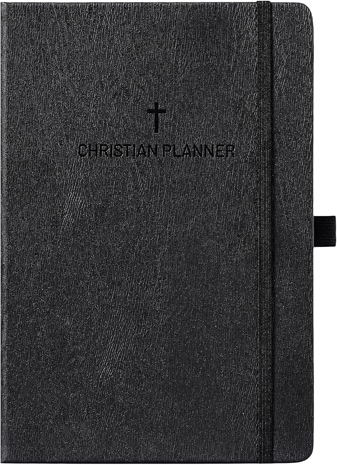 2026 Christian Planner - Daily Bible Planner 2026, 5.7" x 8.4", JAN. 2026 - DEC. 2026, 2026 Weekly & Monthly Planner with Pen Holder, Back Pocket, Elastic Closure, Hardcover - Black