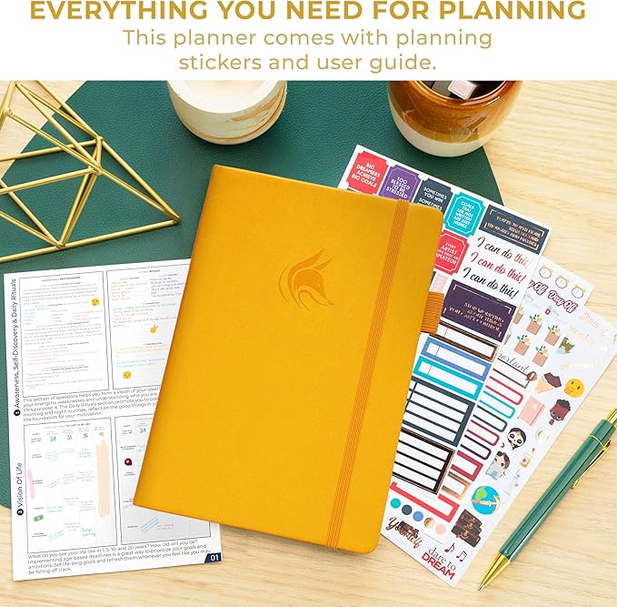 Clever Fox Planner Schedule – Undated Weekly & Monthly Life Planner with Time Slots, Appointment Book & Daily Organizer, A5 (Yellow)