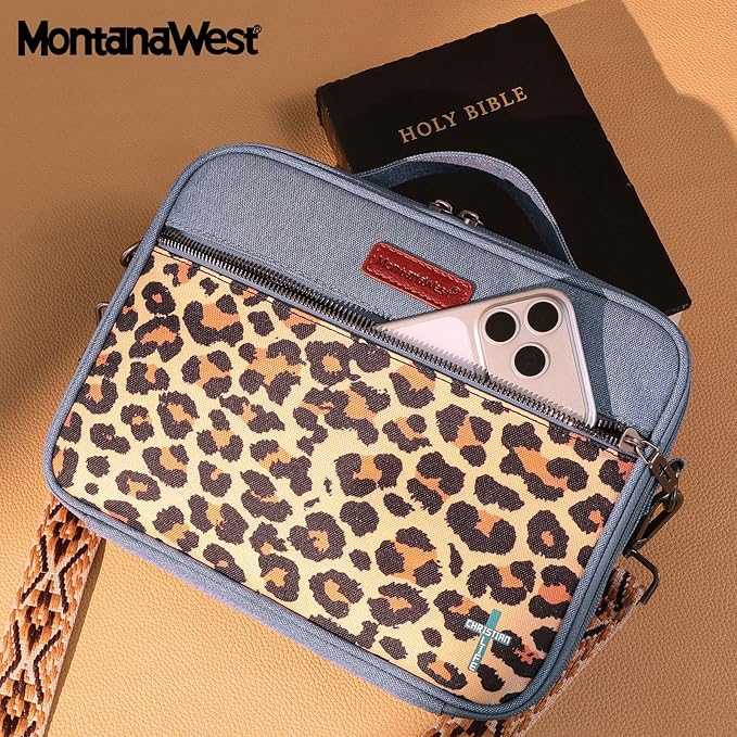 Montana West Bible Covers for Women Men with Leather Bookmark Carrying Book Case Church Bag Outdoor Protective