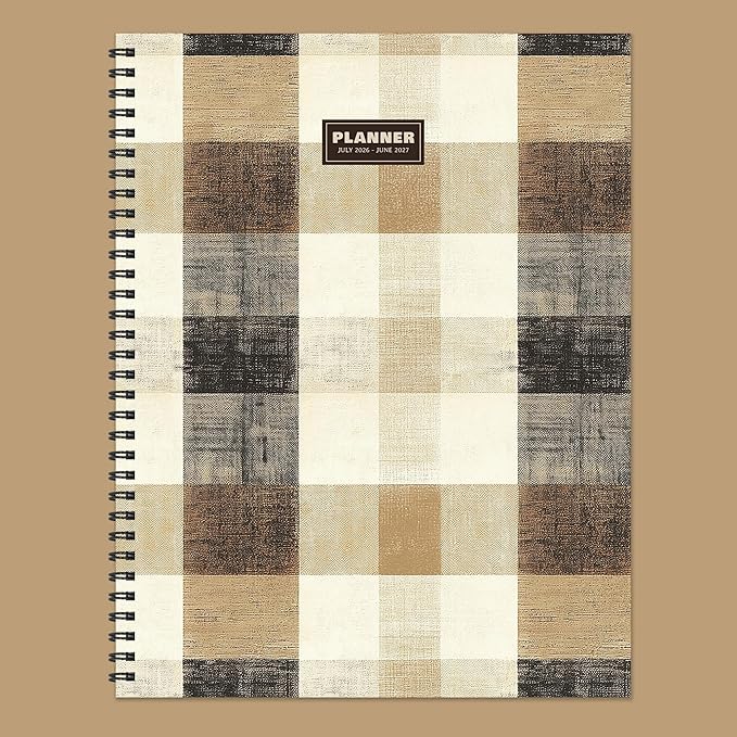 TF Publishing July 2026 - June 2027 Checkered Cowboy Large Weekly Monthly Planner - 12 Month Academic Planner 2026-2027 with Durable Cover, Thick Uncoated Paper, and Planning Stickers - 9 in x 11 in