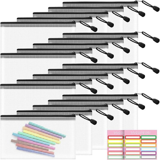 20pcs Mesh Zipper Pouch Bags- Small, 8.2x4.6 Inches Zipper Pencil Bags, Zipper Pouches for Organizing, Pencil Pouch Bulk, Reusable Pencil Bags for Office Supplies and Travel Storage
