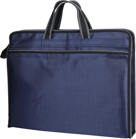 Ibluelover A4 Zipper Business Document Bag Waterproof File Folder Bag Briefcase Portable Portfolio Carrying Case Handbag Unisex Adults File Storage Organizer Holder for Office Meetings Travel