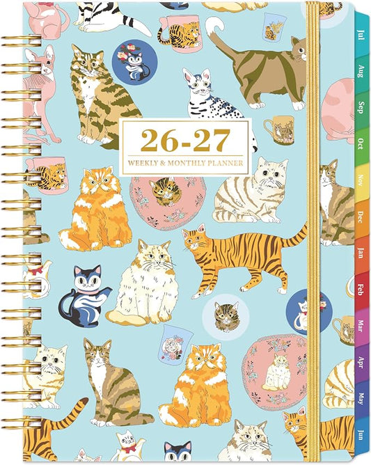 Planner 2026-2027 - 2026-2027 Cats Planner Weekly and Monthly, July 2026 - June 2027, 6.4"x 8.5", Cute Planners with Elastic Closure, Inner Pocket - Cats
