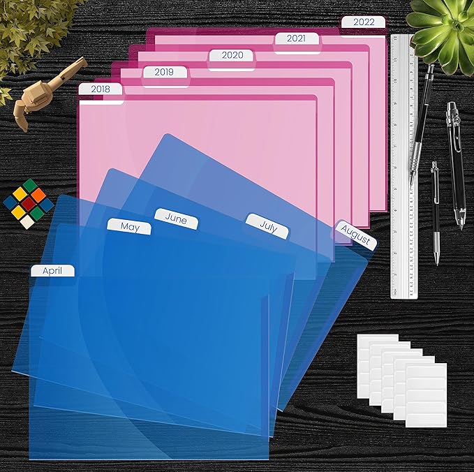 Better Office Products Poly Project Document Pockets, 25 Pack, 1/5 Cut Tabs, Plastic File Jacket Sleeves for Letter Size Paper, 5 Translucent Colors, 5 Full Sets of Tabbed Folders
