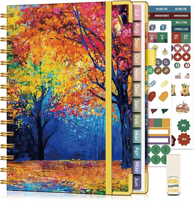 Academic Planner 2026-2027, Hardcover Weekly and Monthly Calendar Planner from July 2026 - June 2027, 6.1" x 8.2" A5 Daily Agenda with Tabs, College School Organizer for Student Teacher, Autumn Woods
